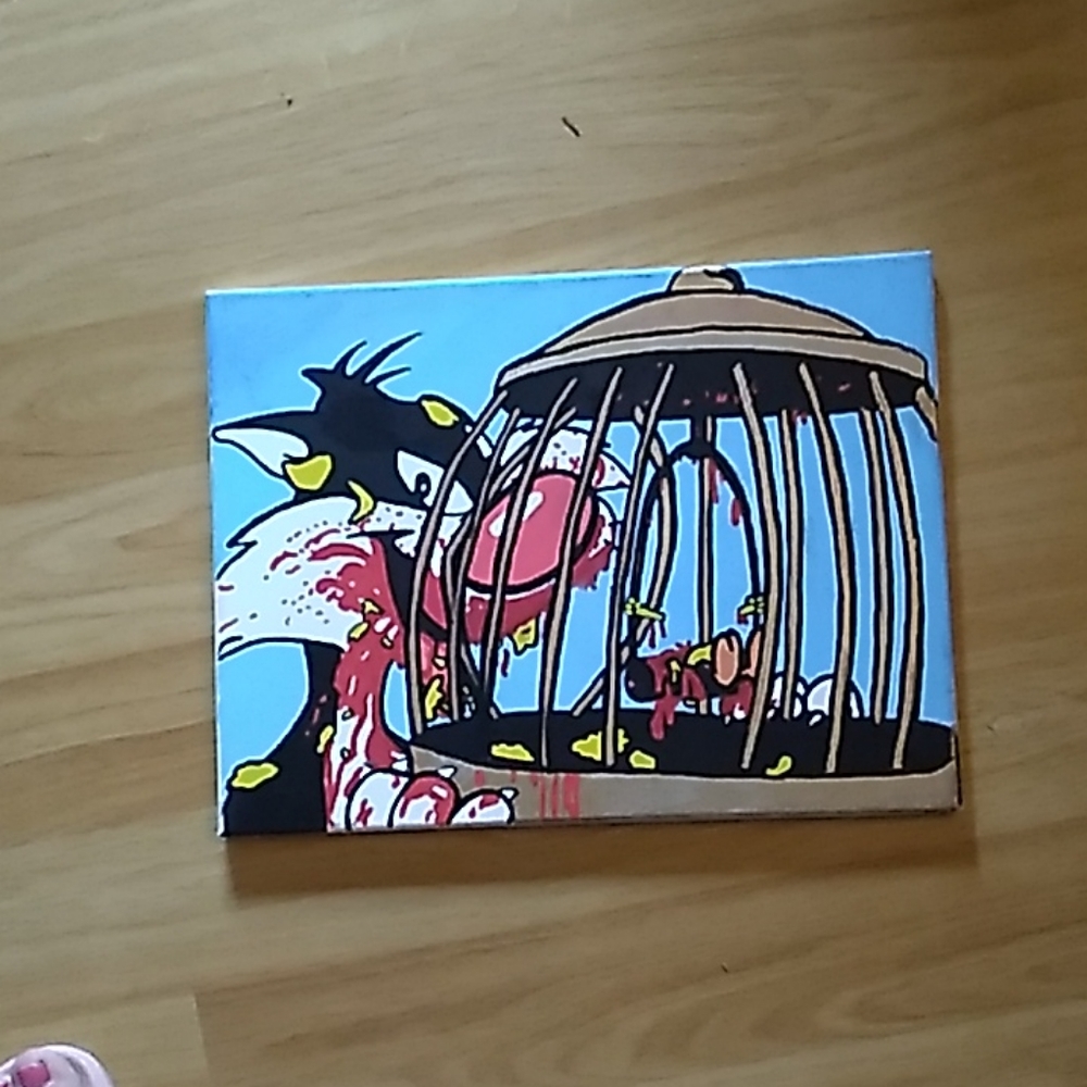 Sylvester eats tweety canvas